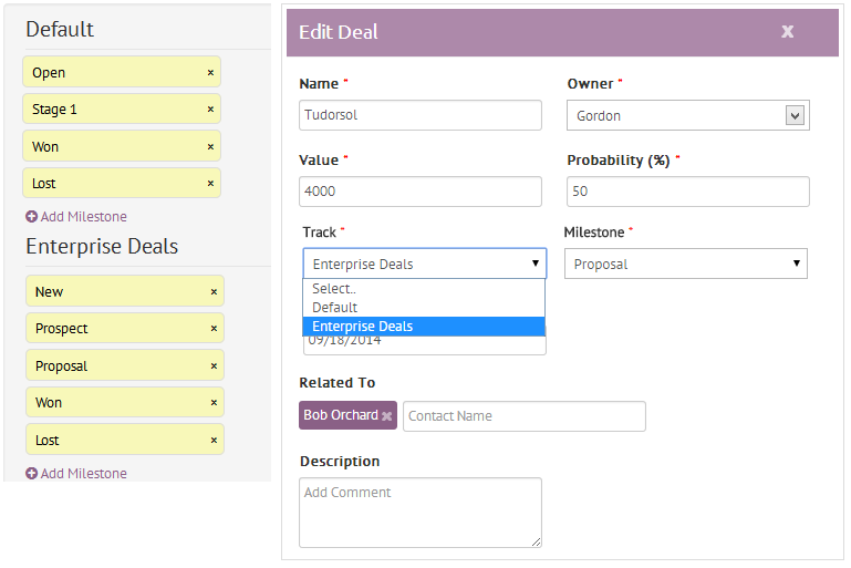 Deal Tracks in Agile CRM