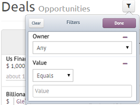 Deal Filters in Agile CRM