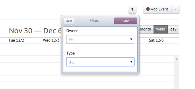 Event Filters in Agile CRM