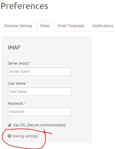 IMAP Sharing Preferences