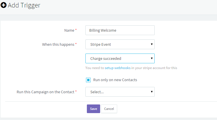 Stripe Event Trigger for Marketing Automation