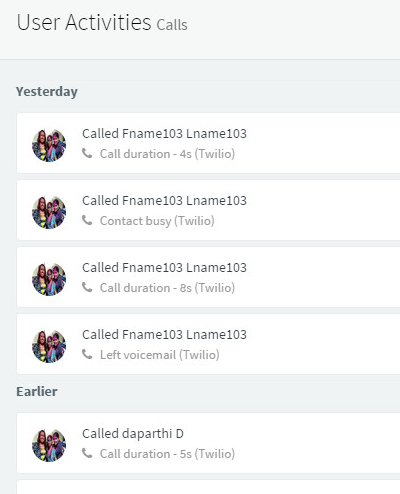 Call Logs in a User Timeline