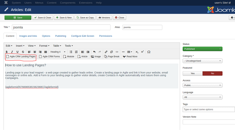 agile-crm landing pages