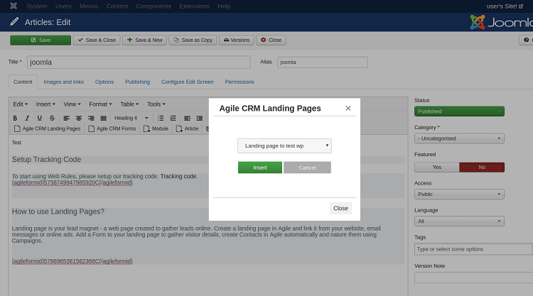 landing page options