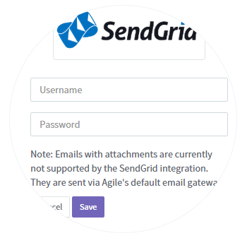 3. Enter SendGrid credentials and save