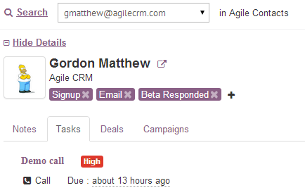 Agile CRM Gadget for Gmail