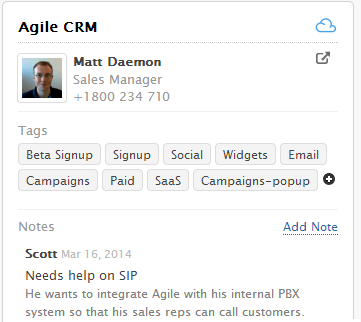 Agile CRM Widget