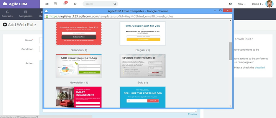 Popup templates