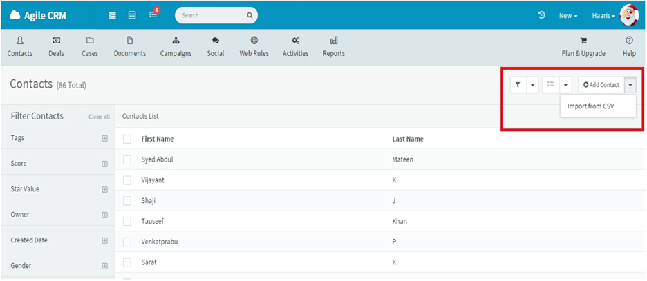 Import from CSV