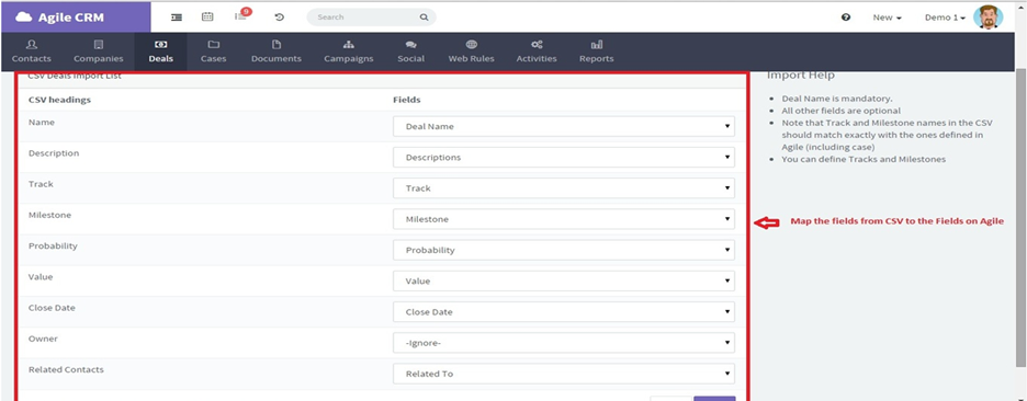 Map Fields from CSV